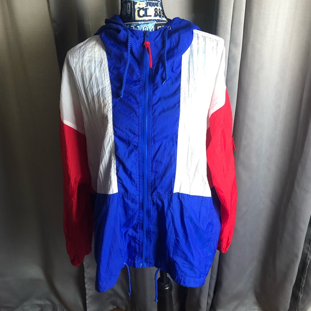 Forteza by River Edge Vintage Red, White & Blue Patriotic Windbreaker Jacket